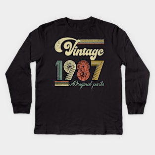 Retro Vintage 1987 37th Birthday Gift Men Women 37 Years Old Kids Long Sleeve T-Shirt